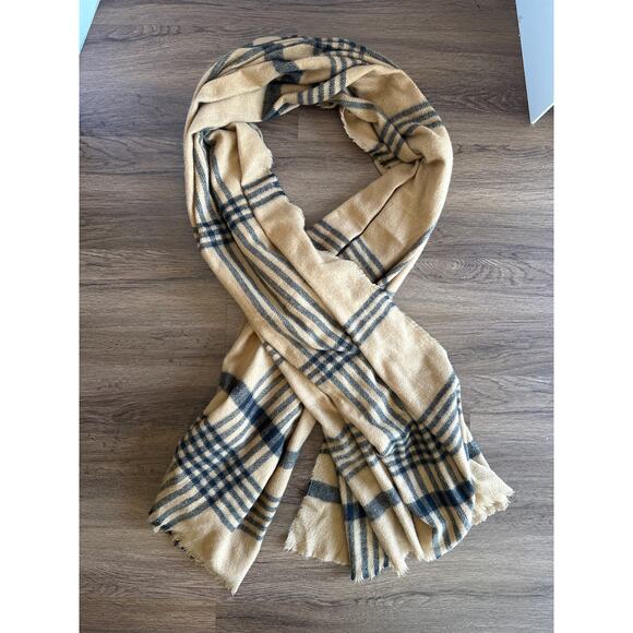 💥Zara Plaid Blanket Scarf USA Medium black and tan - Picture 1 of 9